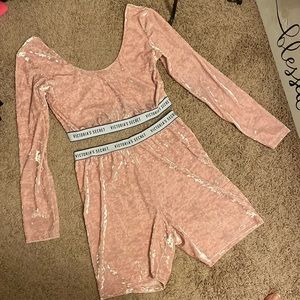 Victoria’s Secret Long Sleeve Crop Top and Biker Short Set